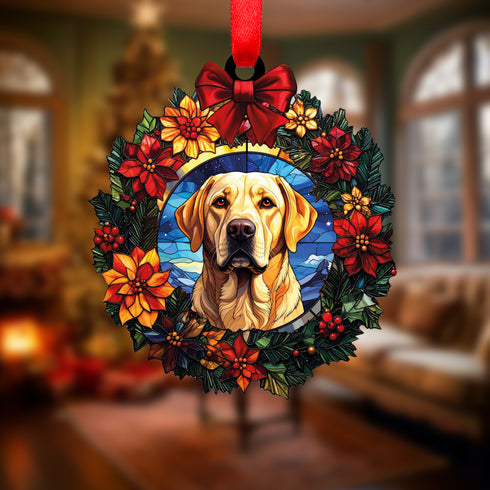 Labrador Yellow Wreath Christmas Decoration